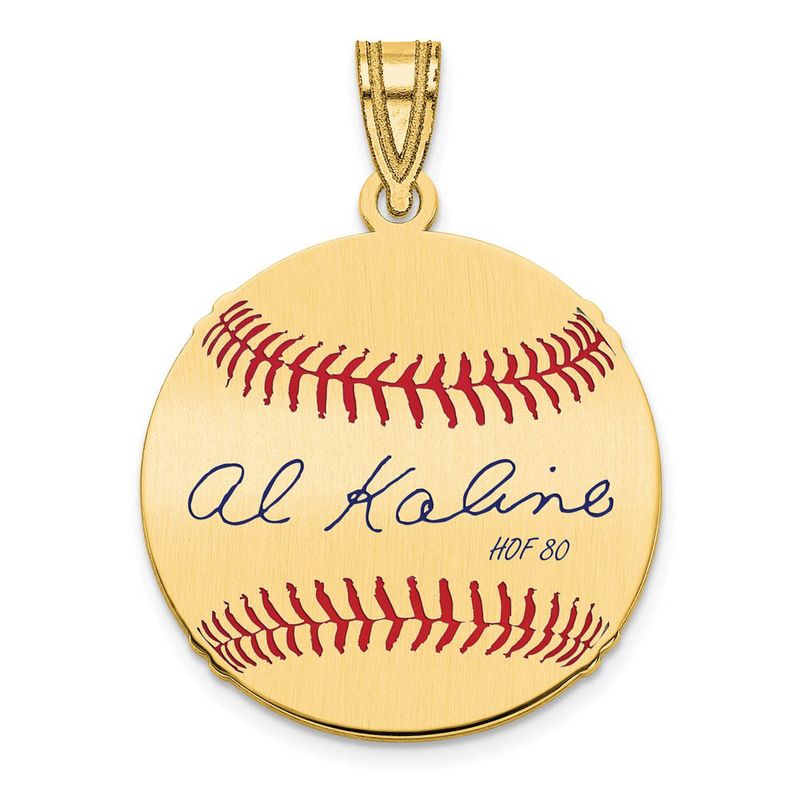 14k Gold Plated Al Kaline Signature Sm Enamel Baseball Pendant